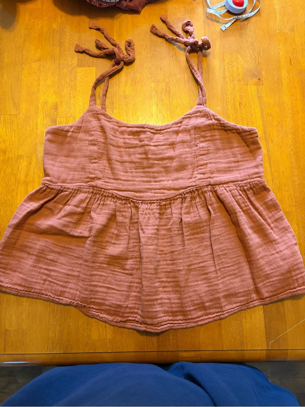 Old Navy Dusty Rose Tie-Shoulder Peplum Cami